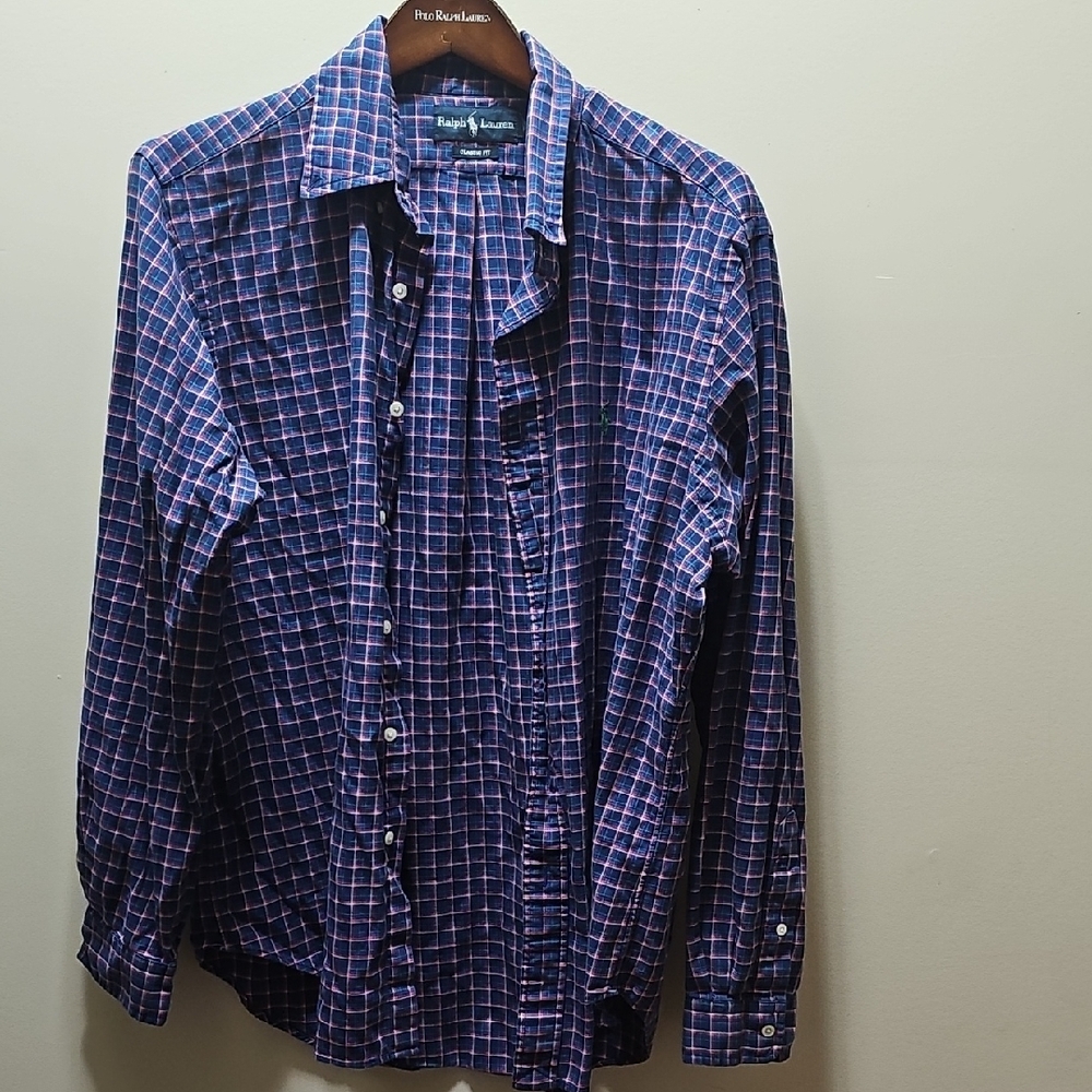Ralph Lauren Blue and Red Casual Button Down Shirt